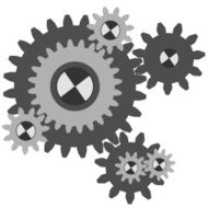 Set working cogs gears on white background