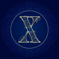 Vintage floral alphabet letter X