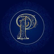 Vintage floral alphabet letter P