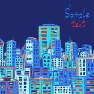 City night panorama - cartoon illustration