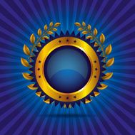 Blue Glossy Icon with Laurel wreath