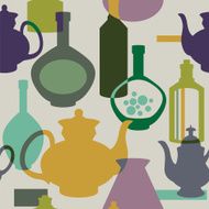seamless pattern with bottles and kettles N2