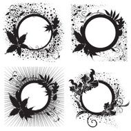 Set of Vector Floral vintage black frames N2