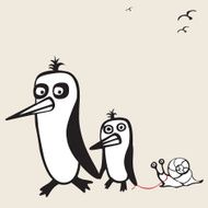 senior and junior penguins on walk