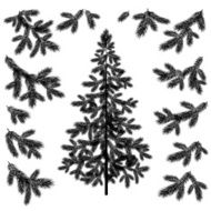Christmas tree and branches silhouettes