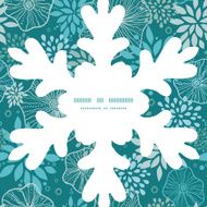 Vector blue and gray plants Christmas snowflake silhouette pattern frame