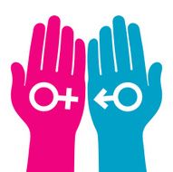 hands holding male and female symbols