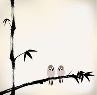ink painted bamboo and bird N4