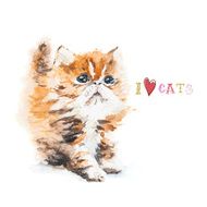 Watercolor ginger kitten Greeting card