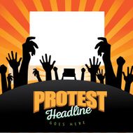 Protest signs silhouette burst background