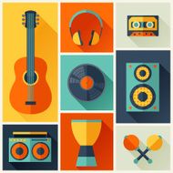 Background with musical instruments in flat design style