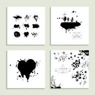 Inkblot collection Set of four cards Vector illustration N2