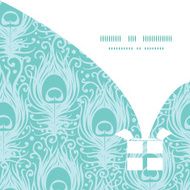 Vector soft peacock feathers Christmas gift box silhouette pattern frame