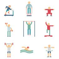 Fitness people color icons