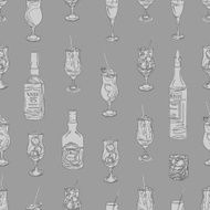 Cocktail party grey neutral seamless vector pattern