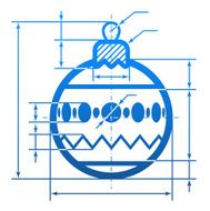 Christmas tree ball symbol with dimension lines