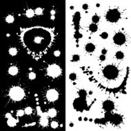 Set of white and black ink blots
