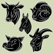collection of heads animals for design