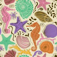 Seamless pattern of sea animals N6