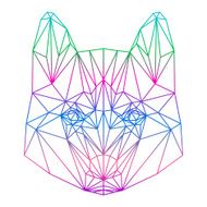 polygonal abstract dog silhouette drawn in one continuous line N2