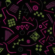 Vector seamless texture with geometrical shapes Endless black background N2