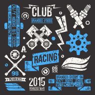 Car racing badges in retro style