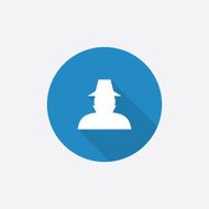 detective Flat Blue Simple Icon with long shadow