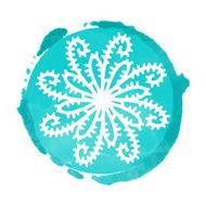 Watercolor circle paint stain and snowflake N7