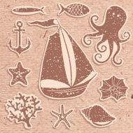 Silhouette Sea - Hand drawn set of sea symbols N4