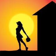 Vector silhouette of a woman N2156