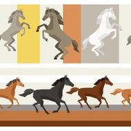 Seamless patterns with horse in flat style
