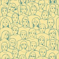 endless pattern with young smiling people