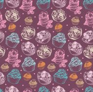 Sweet pattern with cupcakes and chocolates