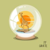 giraff in glass ball stuffing vector illustration