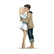 Vector Romantic Kissing Couple of Man and Woman in Love N2