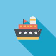 ship boat flat icon with long shadow N2