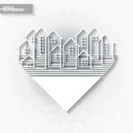 Abstract city silhouette inscribed into heart N2
