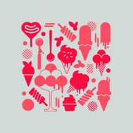 Collage of pink ice cream silhouettes