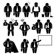 Fat Businessman Business Man Worker Pictogram
