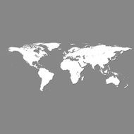 white vector world map on grey
