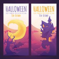 Set of Halloween banners with spooky haunted house N2