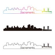 Sacramento skyline linear style with rainbow
