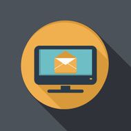 flat icon monitor with symbol a letter envelope