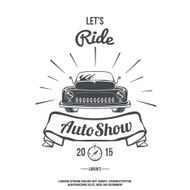 Lets ride Retro car auto show Vector
