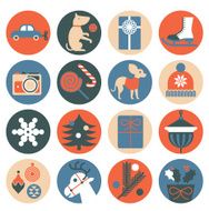 Icon set with silhouettes of Christmas presents