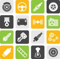 Silhouette Different kind of car parts icons