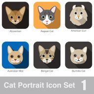 Cat breed face cartoon flat icon series N5