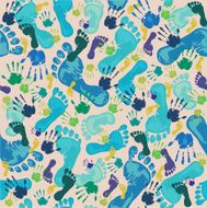 Pattern with footprints and handprints