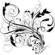 Swirl leaf black design