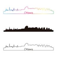 Ottawa skyline linear style with rainbow